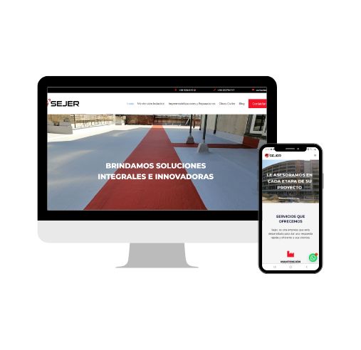 Imagen de sitio web diseñado por nuestra empresa para uno de nuestros clientes, Sejer. Refleja nuestra experiencia en diseño y desarrollo de sitios web de alta calidad para nuestros clientes que confían en nosotros