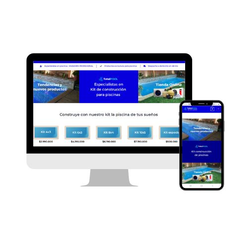 Imagen de sitio web diseñado por nuestra empresa para uno de nuestros clientes, ecommerce Total Pool. Refleja nuestra experiencia en diseño y desarrollo de sitios web de alta calidad para nuestros clientes que confían en nosotros