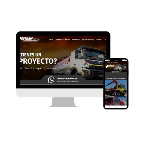 Imagen de sitio web diseñado por nuestra empresa para uno de nuestros clientes, Getram. Refleja nuestra experiencia en diseño y desarrollo de sitios web de alta calidad para nuestros clientes que confían en nosotros